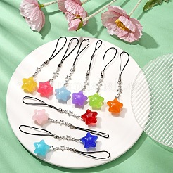 スターアクリルモバイルストラップ  ミックスカラー  11.5cm  10個/セット&nbsp;HJEW-YW00030