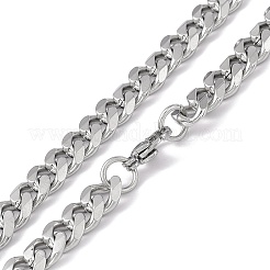 Non-Tarnish 201 Stainless Steel Cuban Link Chain Necklace with 304 Stainless Steel Clasps for Men Women&nbsp;NJEW-M194-01D-P