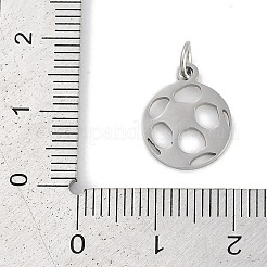 304ステンレススチールチャーム  丸カン付き  レーザー切断  サッカーのチャーム  ステンレス鋼色  14.5x12x1mm  穴：3mm&nbsp;STAS-R135-13P