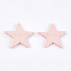 塗装天然木ビーズ  片穴  スター  ピンク  35~36x38x4mm  半分穴：1.2mm&nbsp;WOOD-T021-13H