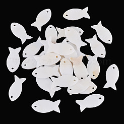 30 個の天然淡水シェルペンダント  魚のチャーム  貝殻色  21.5~23x10~11x1.5~2mm  穴：1.5~1.6mm&nbsp;BSHE-TA0001-32