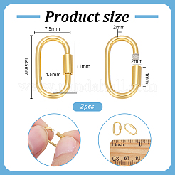 スターリングシルバーのロックカラビナ2個925個  オーバル  ゴールドカラー  13.5x7.5x2mm&nbsp;STER-PH0007-88G