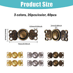 60Pcs 3 Colors Alloy Snap Lock Clasps&nbsp;FIND-GL0002-01