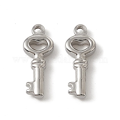変色しない201ステンレススチールペンダント  ハートキーチャーム  ステンレス鋼色  20x8x3mm  穴：1.6mm&nbsp;STAS-J401-VC739