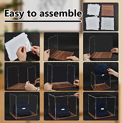 Clear Acrylic Minifigure Display Cases with Wooden Base&nbsp;ODIS-WH0030-348