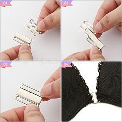 合金ビキニクリップ  ブラの留め具交換パーツ  ランジェリースナップ閉鎖  プラチナ  16.5x23.5x3.5mm  穴：20x2mm  10セット/箱&nbsp;FIND-CA0005-49