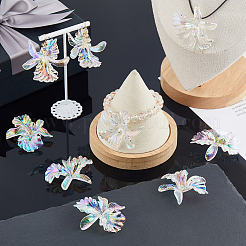 12 個の UV メッキ透明アクリルビーズ  鳳凰の花  クリアAB  47x54x15mm  穴：1.8mm&nbsp;MACR-FH0001-27