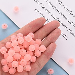 透明なアクリルビーズ  二層ビーズ  艶消し  多面カット  ラウンド  鮭色  9.5x9.5mm  穴：2mm  約1041個/500g&nbsp;TACR-S152-04C-SS2109