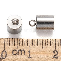 変色しにくい304ステンレススチールコードエンド  エンドキャップ  ステンレス鋼色  10x6mm  穴：2mm  内径：5mm&nbsp;STAS-M250-05