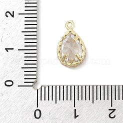 真鍮マイクロパヴェクリアキュービックジルコニアチャーム  14KGP本金メッキ  ティアドロップ  13x8x4.5mm  穴：1mm&nbsp;KK-B130-01G-02