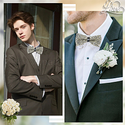1Pc Polyester with Rhinestone Bow Ties for Bridegroom&nbsp;AJEW-SP0003-32E