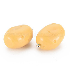 不透明樹脂ペンダント  プラチナトーンのアイアンループ付き  ポテト  モカシン  30x19.5x16mm  穴：2mm&nbsp;RESI-S356-080