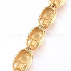 304ステンレススチールリンクブレスレット  トグル留め金付き  スカル  ゴールドカラー  9-1/2インチ（24cm）  18~34x13mm&nbsp;BJEW-L631-15G