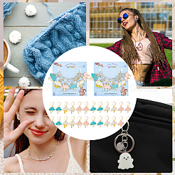 Alloy Enamel Cloud with Raindrop/Lightning Bolt Charm Locking Stitch Markers&nbsp;HJEW-PH01724