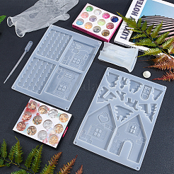 DIY 3Dハウスシリコン型キット  ネイルアートスパンコール付き  UVジェルネイルアート錫箔  プラスチック攪拌棒＆ピペット  混合形状  ホワイト&nbsp;DIY-OC0002-96