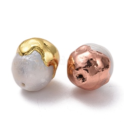 天然な培養された淡水パールビーズ  真鍮パーツ  オーバル  ミックスカラー  11.5~14x12~17mm  穴：0.8mm&nbsp;PEAR-F011-02