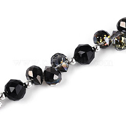 ガラス、アクリル、CCBビーズ連売り  混合図形  ジュエリー作りのための  多面カット  ブラック  10.8x8mm  穴：0.9mm  約18個/連  7.09~7.48''（18~19センチメートル）&nbsp;MAK-T011-05A