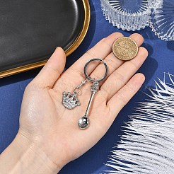 チベット風アロイキーホルダー  スプーン付き王冠  鉄のリング付き  アンティークシルバー＆プラチナ  83mm&nbsp;KEYC-YW00266