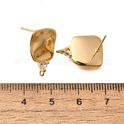 Brass Micro Pave Cubic Zirconia Stud Earring Findings&nbsp;KK-Z092-07G