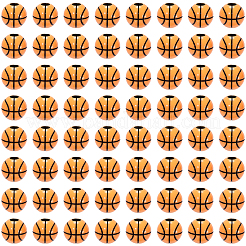 200PCSアクリルビーズ  クラフトビーズ  スポーツボール  1ロール弾性クリスタル糸付き  バスケットボール  11.5~11.9x11mm  穴：4mm&nbsp;OACR-PA0001-66C
