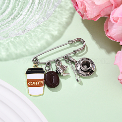 Coffee 304 Stainless Steel Brooch&nbsp;JEWB-YW00002