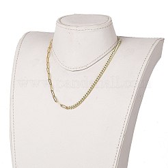 チェーンネックレス  真鍮製エナメルカーブチェーンとペーパークリップチェーン付き  304ステンレススチールトグル留め具  18KGP本金メッキ  ライトスカイブルー  17-3/8インチ（44cm）&nbsp;NJEW-JN03229-01