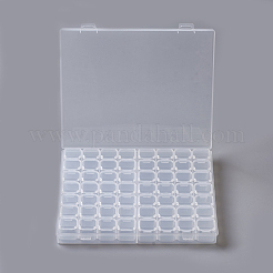 プラスチックビーズ収納ケース  取り外し可能な  56のコンパートメント  長方形  透明  21.2x18.4x2.7cm  コンパートメント：2.2x2.4センチメートル  56区画/ボックス&nbsp;CON-F005-10