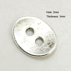 チベットスタイル合金ボタン  2穴  鉛フリーとニッケルフリー  オーバル  アンティークシルバー  14x11x1mm  穴：2mm&nbsp;X-TIBE-ZN48623-AS-FF