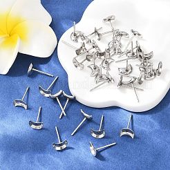 変色防止イヤリング カボションセッティング 304 ステンレススチール イヤリング ブランクセッティング  ステンレス鋼色  ムーントレイ：5.5x7mm  7x5.5x1mm  ピン：0.5mm&nbsp;STAS-Q170-08