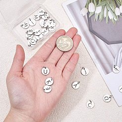 304ステンレススチールチャーム  アルファベット付きのフラットラウンド  ステンレス鋼色  a～zの文字  11.5x1mm  穴：3.5mm  26個/セット&nbsp;STAS-PH0019-18P