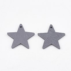 ナシ木のペンダント  染め  スター  スレートグレイ  24.5x25.5x3mm  穴：1.8mm&nbsp;LS-X-WOOD-T010-09D