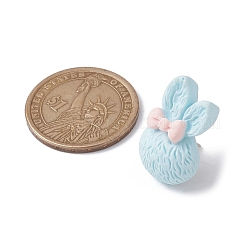 Rabbit with Bowknot Resin Cabochon Map Pins&nbsp;AJEW-TB00012-02