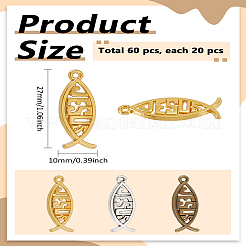 60Pcs 3 Colors Tibetan Style Alloy Pendants&nbsp;FIND-LP0003-55