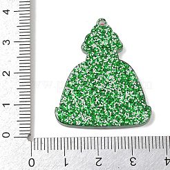 クリスマスアクリルパーツ  グリッターパウダー付き  雪だるま  34.5x28.5x2.8mm  穴：1.4mm&nbsp;OACR-I028-02F
