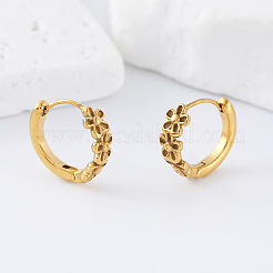 女性用304ステンレスフープピアス  花  ゴールドカラー  15mm&nbsp;AE2924