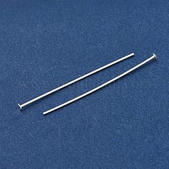 真鍮製平頭ピン  鉛フリー＆カドミウムフリー  925銀メッキ  35x0.6mm  ヘッド：2mm&nbsp;KK-H502-01F-S