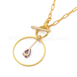 Teardrop Transparent Glass Pendant Necklaces&nbsp;NJEW-JN03038-02
