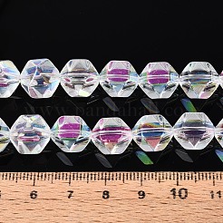 電気メッキガラスビーズセット  ポリゴン  多面カット  半分メッキ  蘭  11~12x10.5~11x9mm  穴：0.9~1mm  約59~60個/連  26.38~26.77''（67~68センチメートル）&nbsp;EGLA-T021-21C