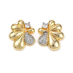 Brass Micro Pave Clear Cubic Zirconia Stud Earrings&nbsp;EJEW-U059-01B-GP
