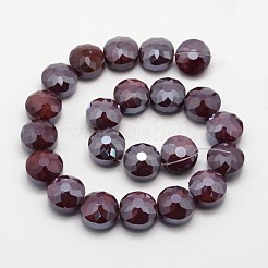 電気メッキガラスビーズセット  パール光沢メッキ  多面カットフラットラウンド  ミックスカラー  14x10mm  穴：1mm  約22個/連  11.8インチ&nbsp;EGLA-J106-M