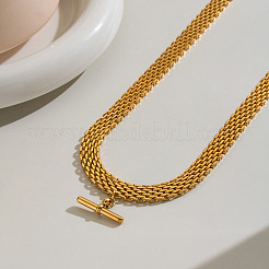 304 Stainless Steel Column Bar Pendant Mesh Chain Necklaces for Women&nbsp;GV4804-1