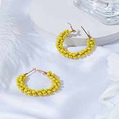 1 Pair Alloy Glass Seed Beads Hoop Earrings&nbsp;EJEW-LP0003-65D