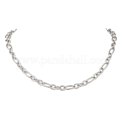 7mm 304ステンレススチール製フィガロチェーン チェーンネックレス レディース  変色しにくい  ステンレス鋼色  19.57インチ（49.7cm）&nbsp;NJEW-JN05925