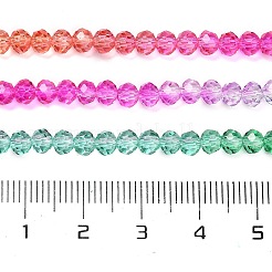 透明塗装ガラスビーズ連売り  多面カット  ロンデル  カラフル  3.7x3.2mm  穴：0.7mm  約105個/連  13.39''（34センチメートル）&nbsp;LS-DGLA-A034-T3mm-A03