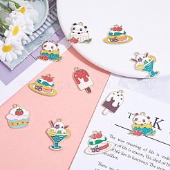 20本10スタイルアロイエナメルペンダント  パンダといちごのケーキとアイスクリーム  ミックスカラー  20~27x13~25x1.3mm  穴：1.6~1.8mm  2個/スタイル&nbsp;ENAM-SZ0003-28
