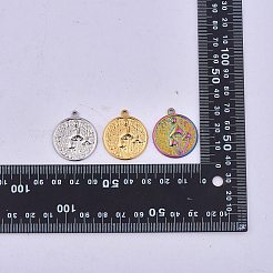 15個3色201ステンレスペンダント  キノコのチャーム付きフラットラウンド  ミックスカラー  29x25x3mm  穴：1.8mm  5個/カラー&nbsp;STAS-SZ0002-83