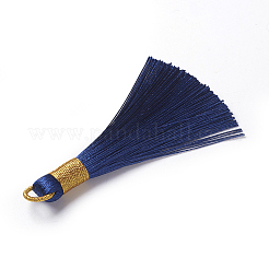 ポリエステルタッセルペンダント  ダークブルー  80~83x7~8mm  穴：5~7mm&nbsp;LS-FIND-I009-D22