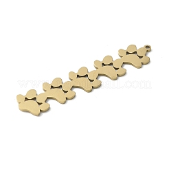 304ステンレスペンダント  連続猫爪チャーム  足跡  59.5x11.5x1.5mm  穴：1.6mm&nbsp;LS-STAS-E501-01G-05