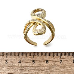 Brass Micro Pave Clear Cubic Zirconia Open Cuff Rings&nbsp;RJEW-F179-02G