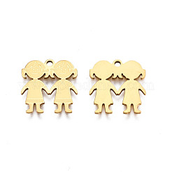 ステンレスペンダント201個  女の子  18KGP本金メッキ  15.5x15x1mm  穴：1.5mm&nbsp;STAS-N091-146LG